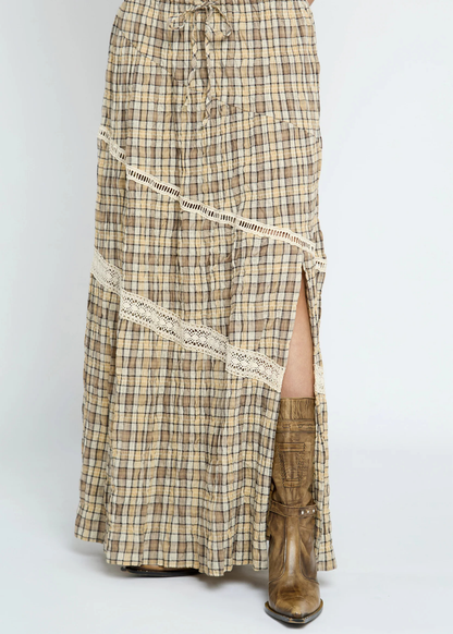 Daisy Street - Clove Check Maxi Skirt