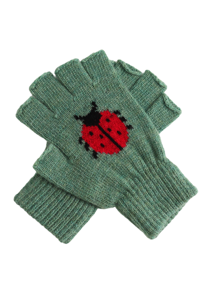 The Edit - Green Ladybird Fingerless Gloves