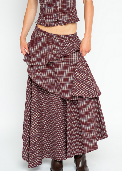 Daisy Street - Cupid Burgundy Layered Maxi Skirt
