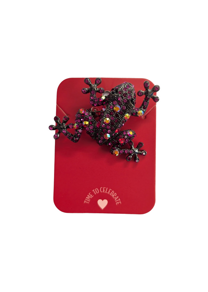 The Edit - Pink Bejewelled Frog Brooch