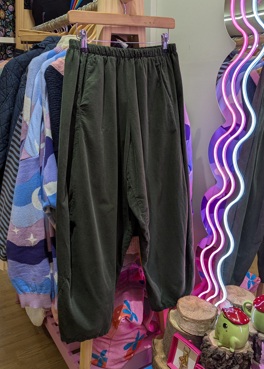The Edit - Forest Green Needle Cord Cocoon Trousers