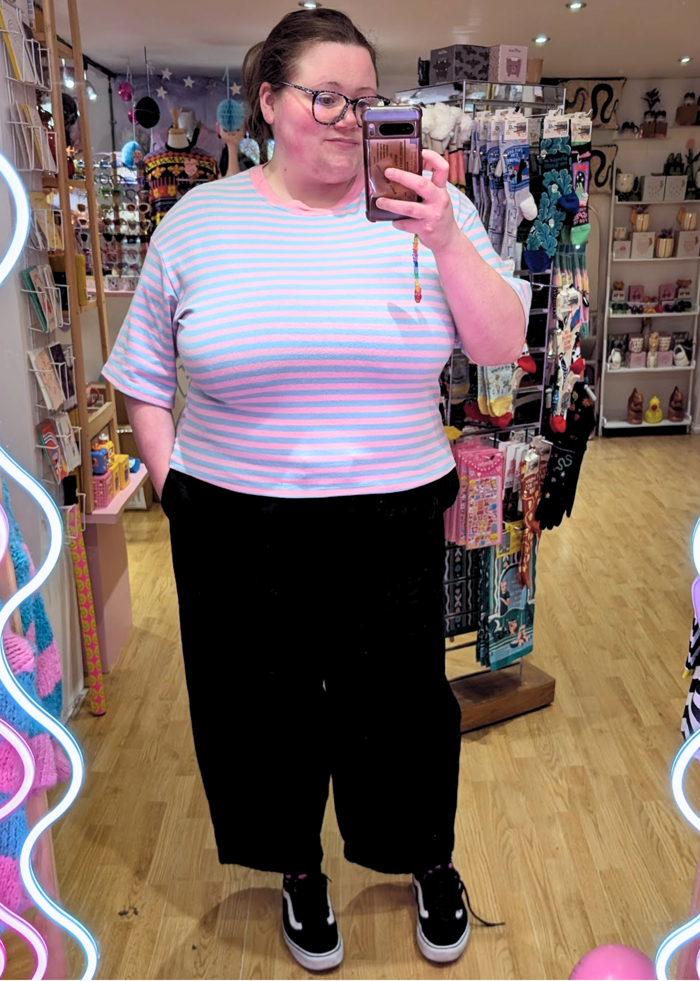 The Edit - Pink & Blue Stripe Short Sleeve Tee