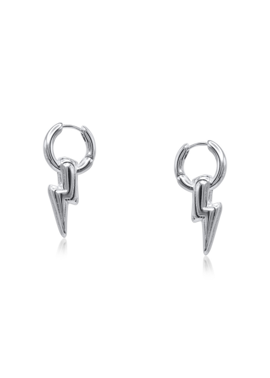 Big Metal London - Lightning Bolt Earrings in Silver