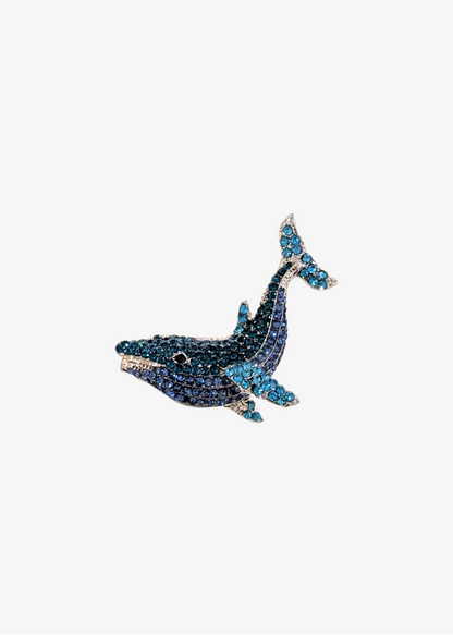 The Edit - Sparkling Blue Whale Brooch