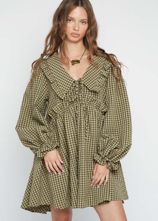 Daisy Street - Khaki Check Noa Mini Dress