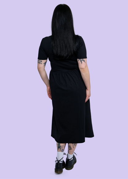 Rebel Romance - Black Midi Stretch Dress