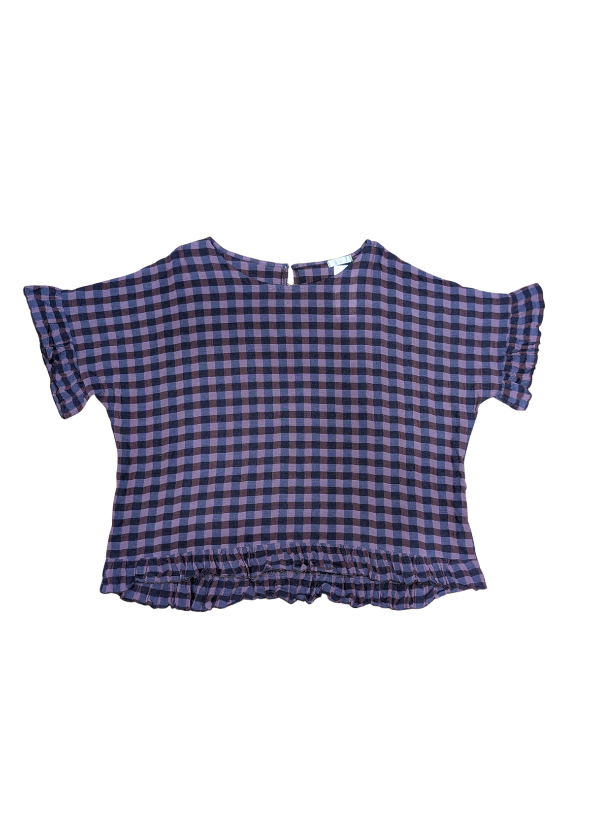 The Edit - Plum & Lavender Check Frill Top