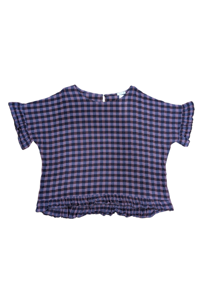 The Edit - Plum & Lavender Check Frill Top
