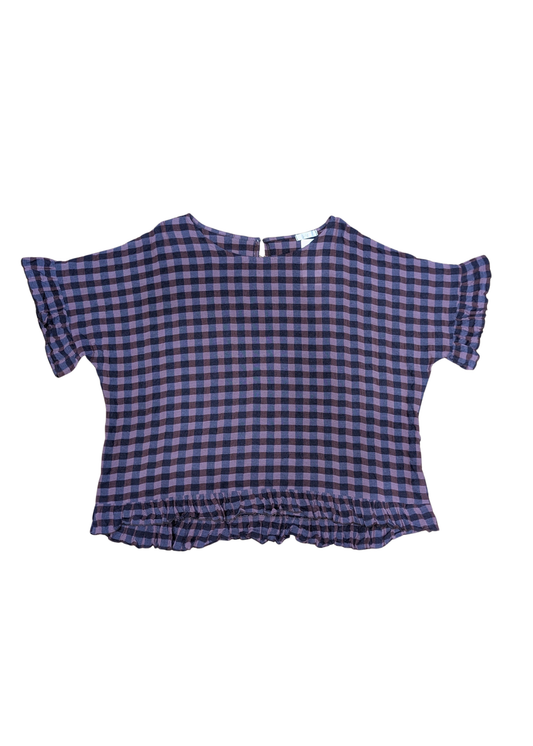 The Edit - Plum & Lavender Check Frill Top