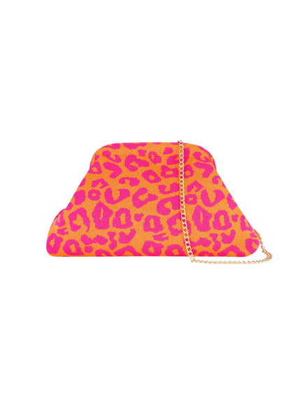 The Edit - Pink & Orange Leopard Print Clutch Bag