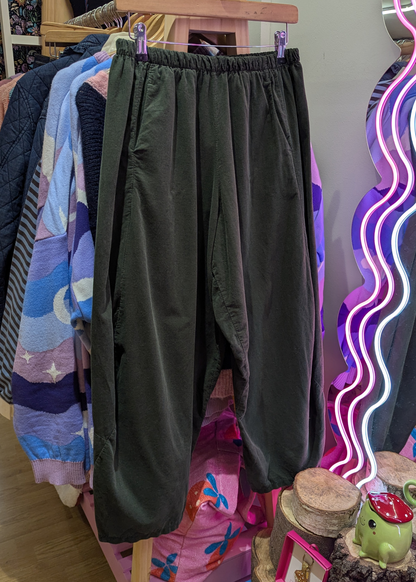 The Edit - Forest Green Needle Cord Cocoon Trousers