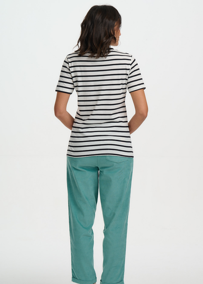 Sugarhill Brighton - Maggie Black & White Stripe Lucky Cat T-Shirt