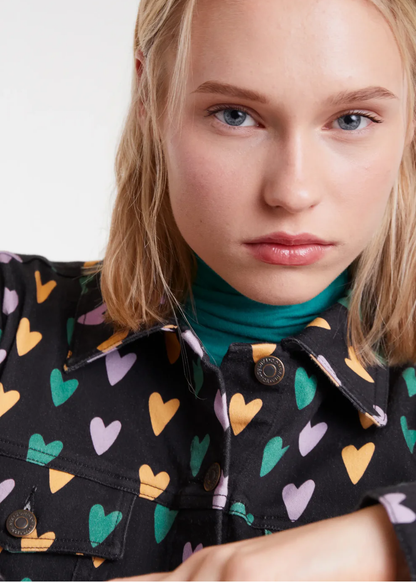 Compañia Fantastica - Pastel Heart Stretch Denim Jacket