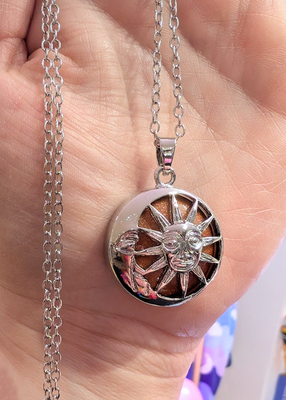 The Edit - Sun & Moon Agate Pendant in Goldstone