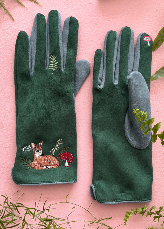 House of Disaster - Secret Garden Embroidered Deer Gloves