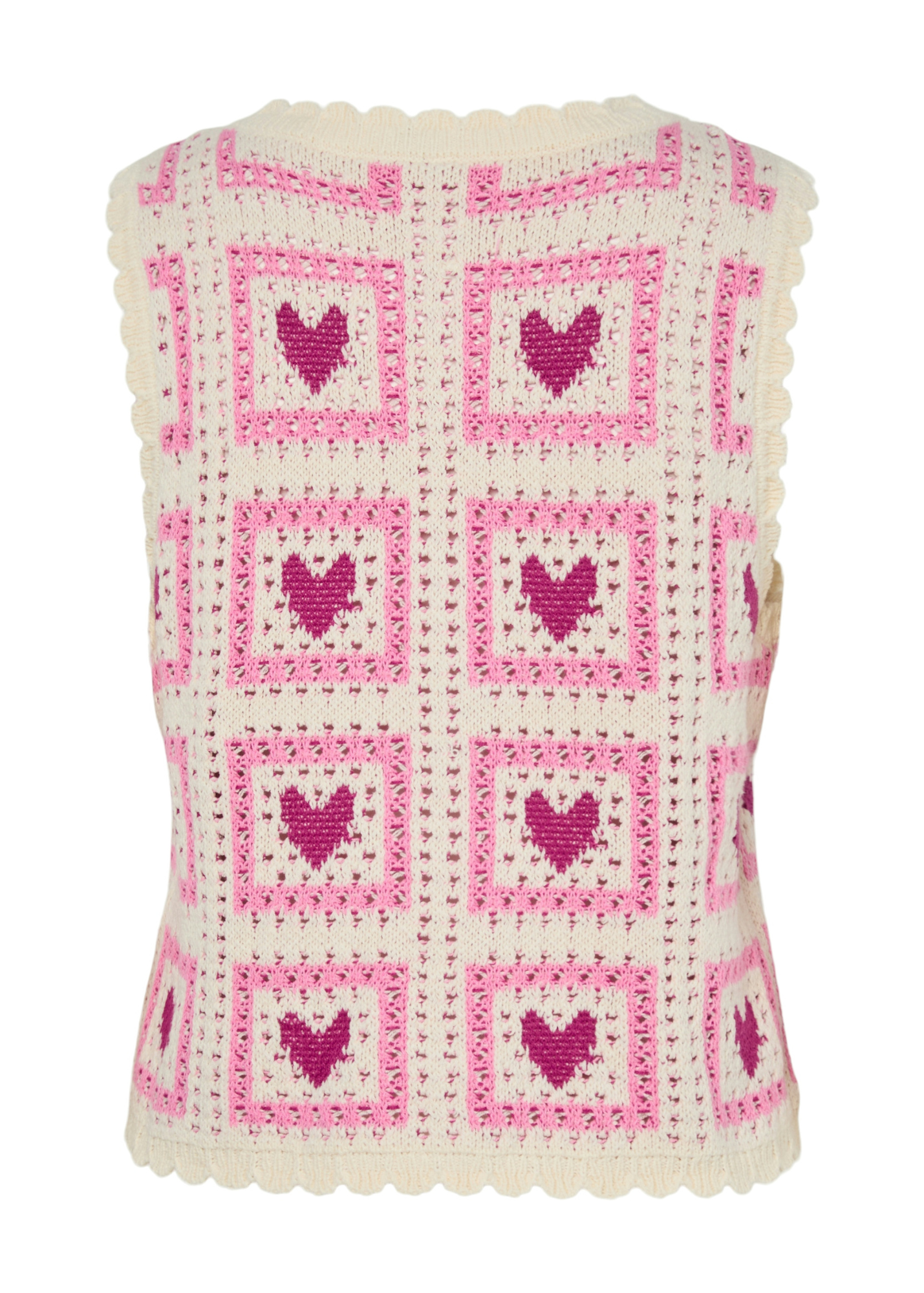 Pieces - Pink Heart Knitted Sweater Vest