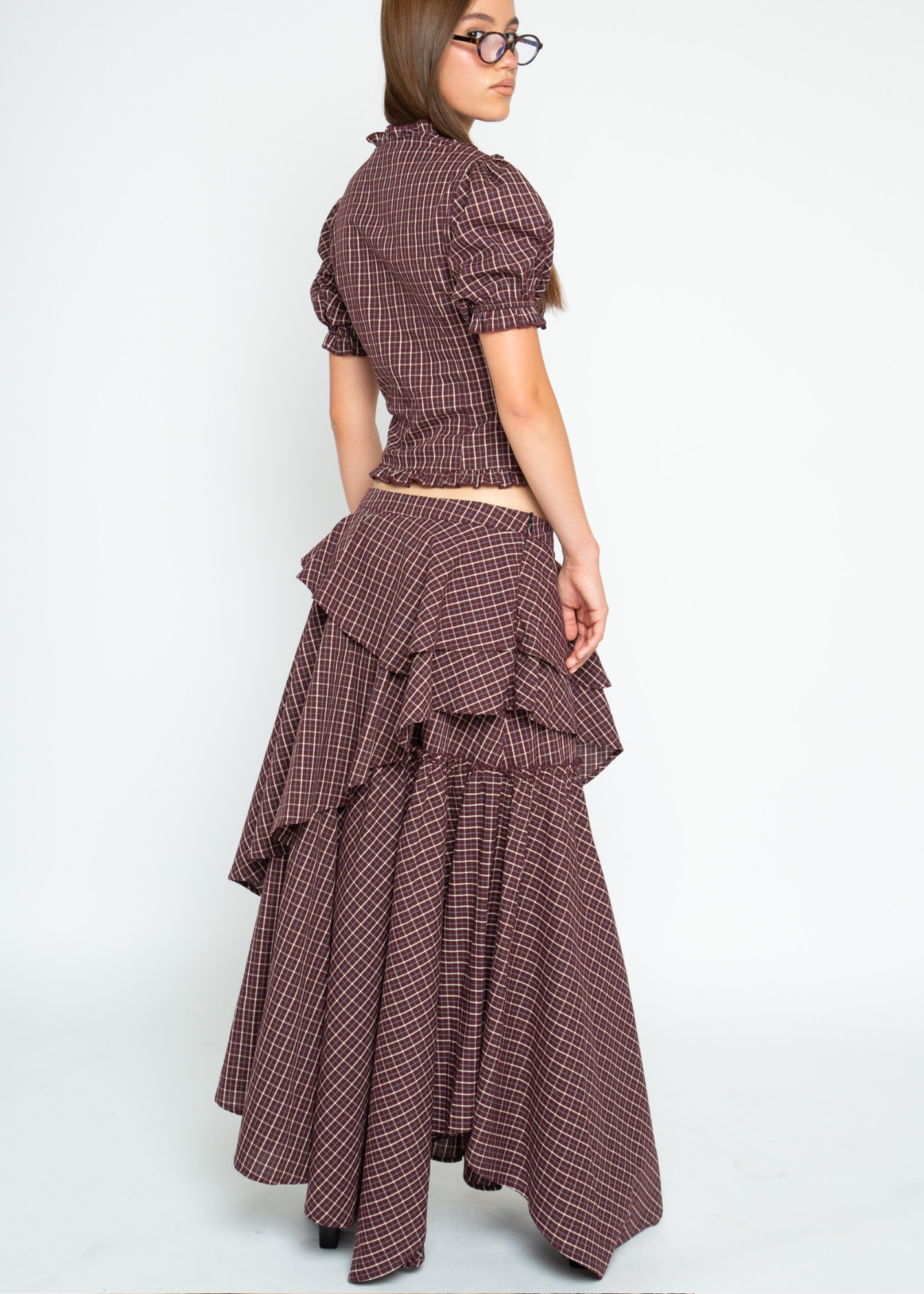 Daisy Street - Cupid Burgundy Layered Maxi Skirt