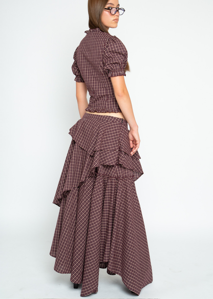 Daisy Street - Cupid Burgundy Layered Maxi Skirt