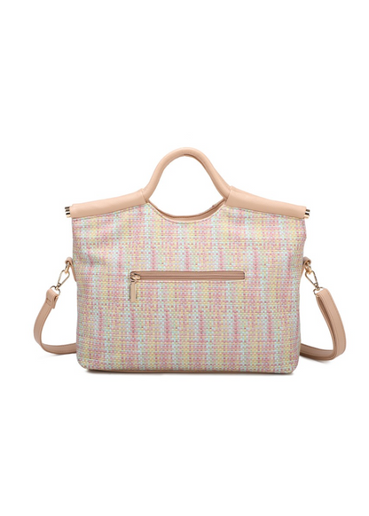 The Edit - Vintage-style Multicolour Pastel Woven Knitting-style Handbag