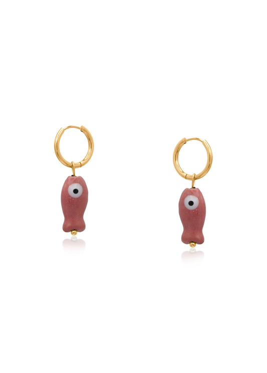 Big Metal London - Ceramic Painted Mini Fish Earrings