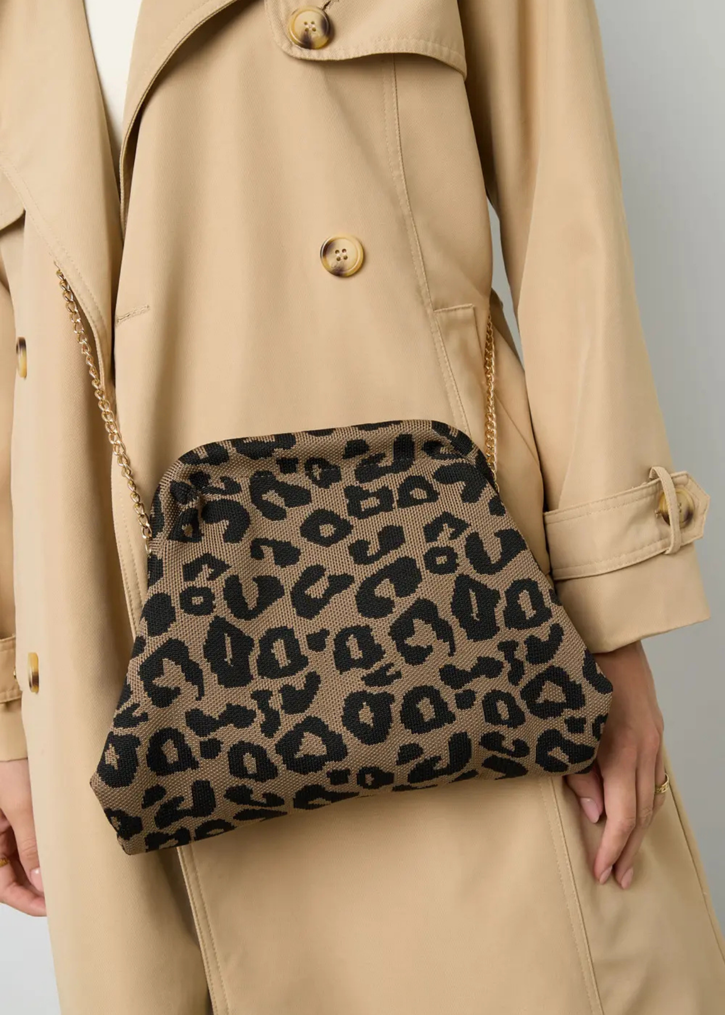 The Edit - Pink & Orange Leopard Print Clutch Bag