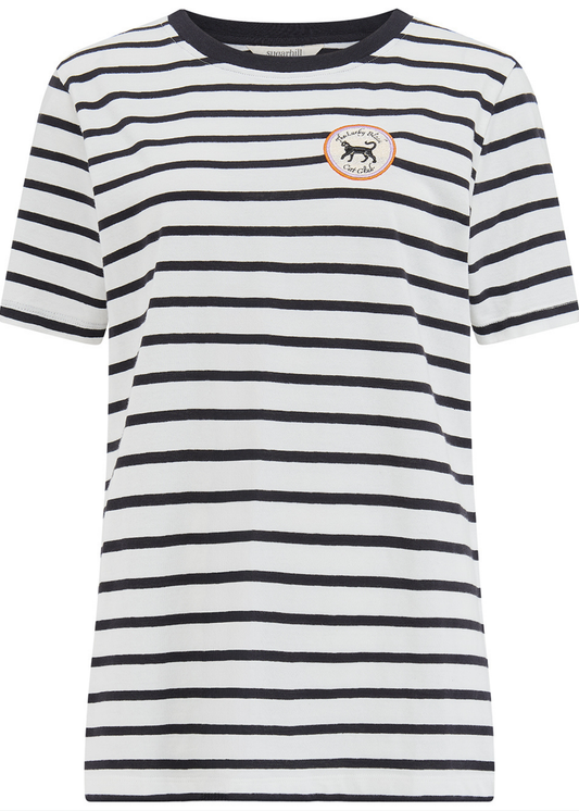 Sugarhill Brighton - Maggie Black & White Stripe Lucky Cat T-Shirt