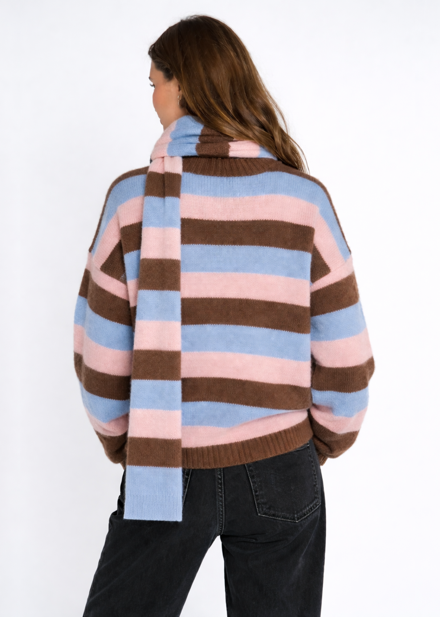 Daisy Street - Pastel Stripe Jumper and Scarf Set