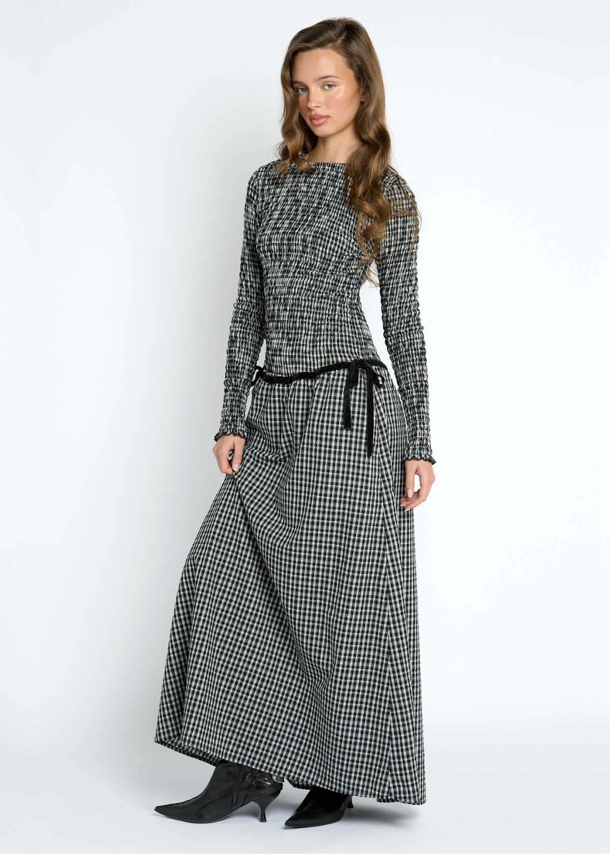Daisy Street - Nola Black and White Check Maxi Dress