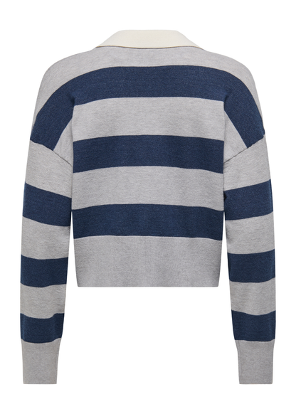 Only - Blue and Grey Stripe Polo Jumper