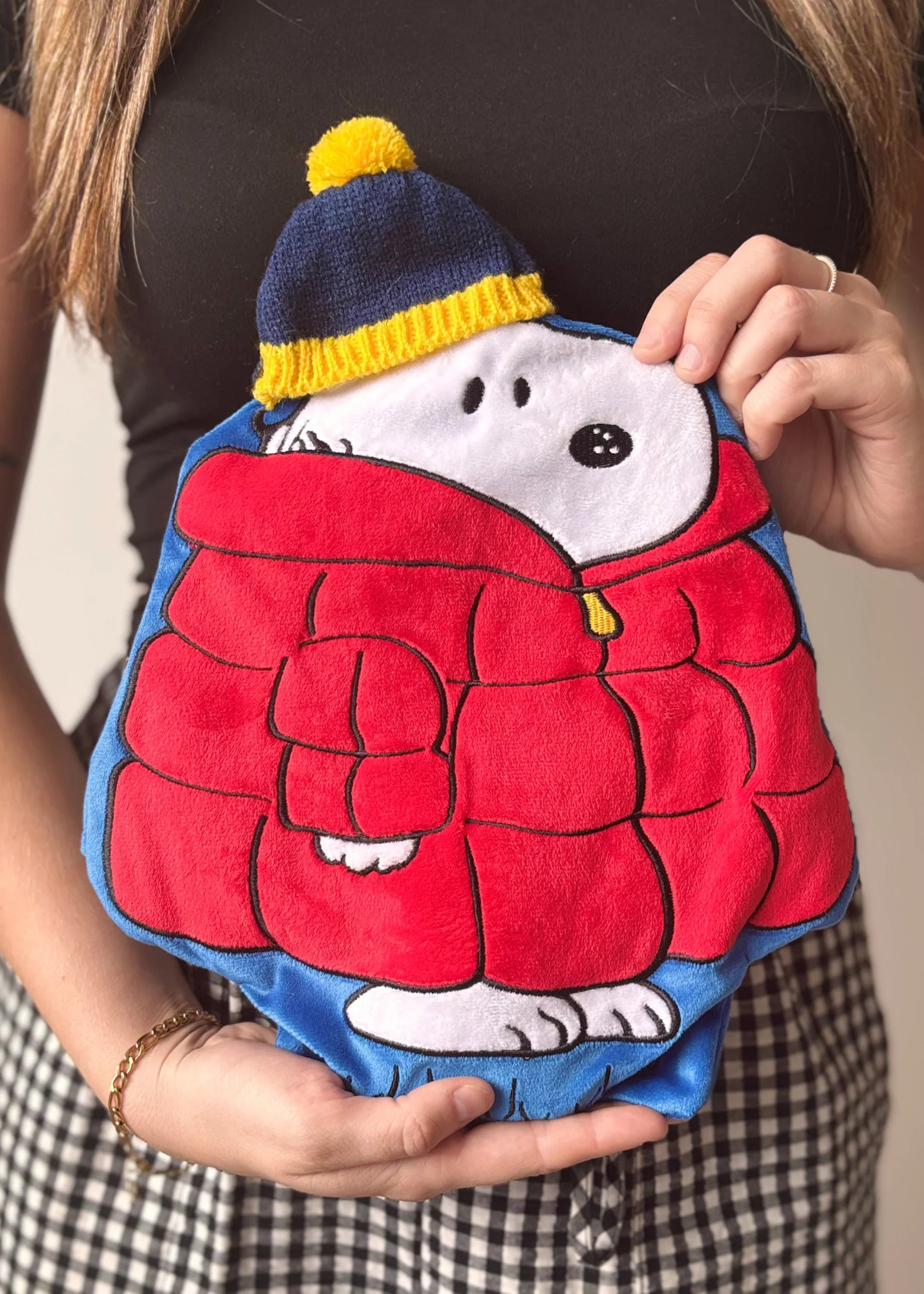 House of Disaster - Snoopy in a Puffa Coat Hot Water Bottle