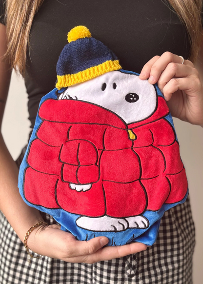 House of Disaster - Snoopy in a Puffa Coat Hot Water Bottle
