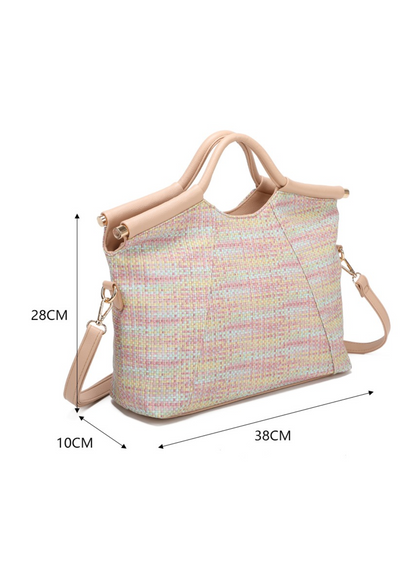 The Edit - Vintage-style Multicolour Pastel Woven Knitting-style Handbag