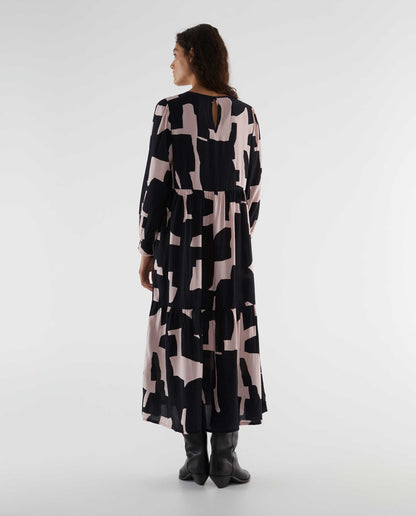 Compañia Fantastica - Navy and Pink Abstract Print Dress