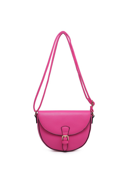 The Edit - Faux Leather Saddle Bag in Magenta