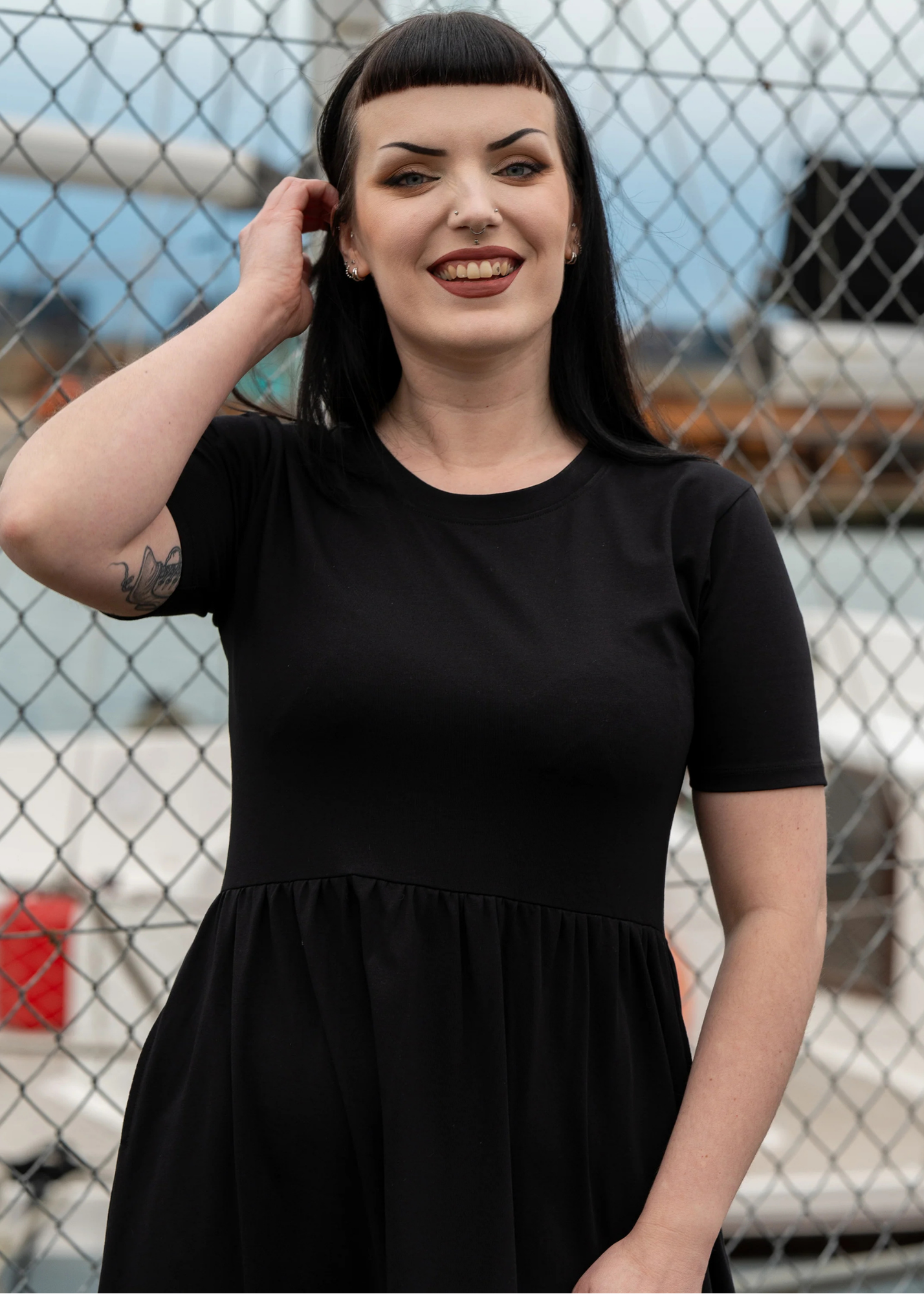 Rebel Romance - Black Midi Stretch Dress