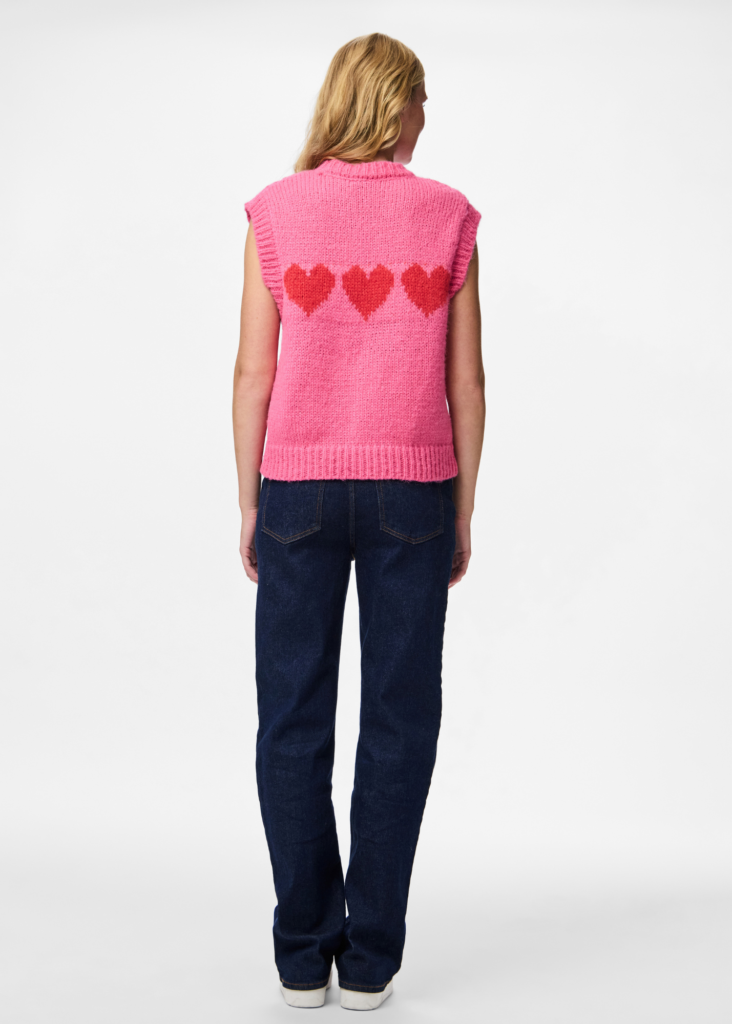 Pieces - Pink Heart Knit Vest