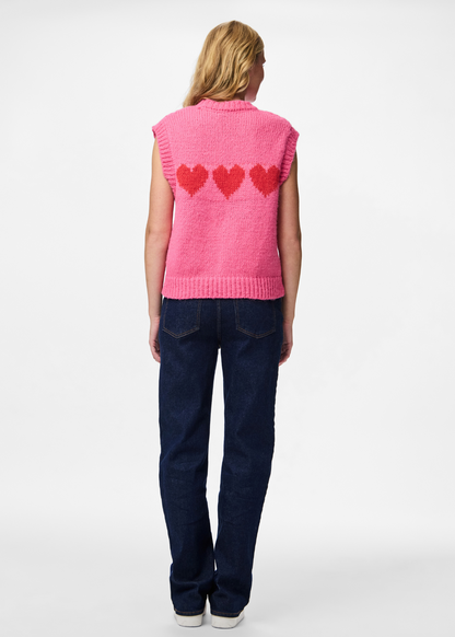 Pieces - Pink Heart Knit Vest