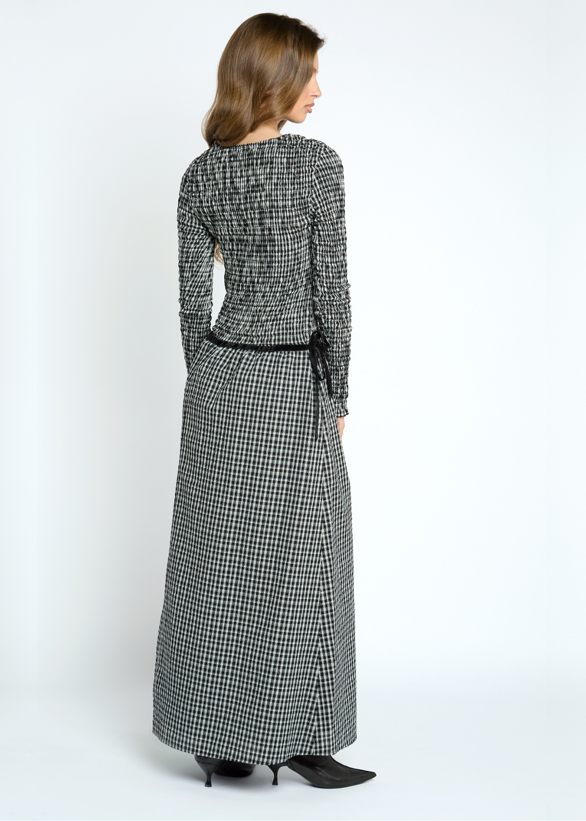 Daisy Street - Nola Black and White Check Maxi Dress