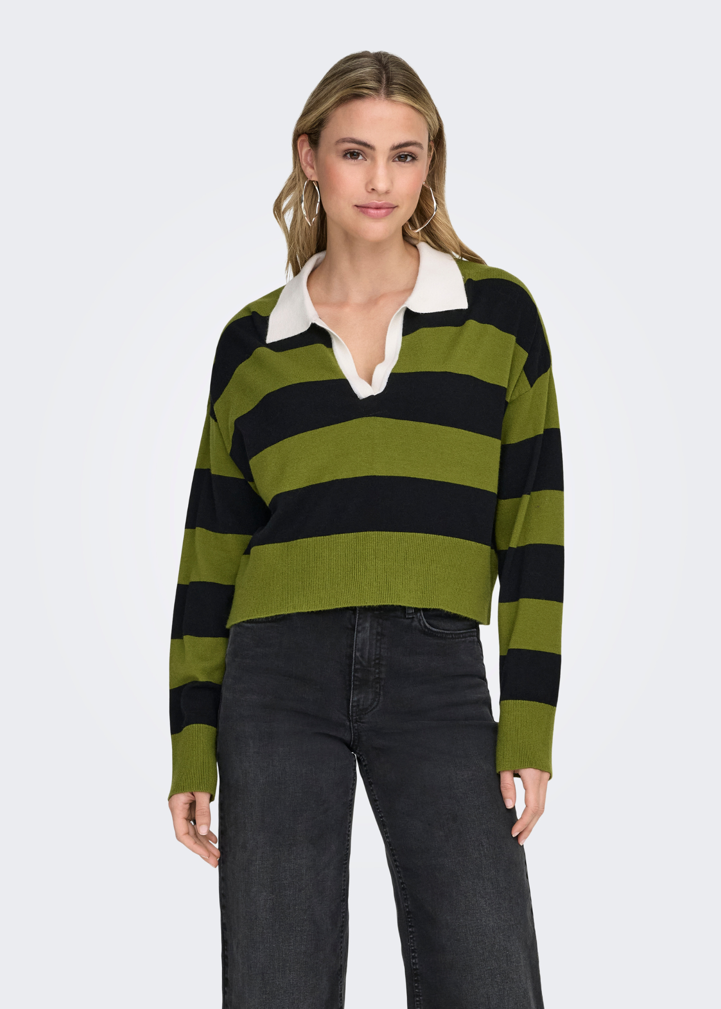 Only - Pink and White Stripe Polo Jumper