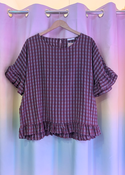 The Edit - Berry & Lavendar Gingham Frill Top