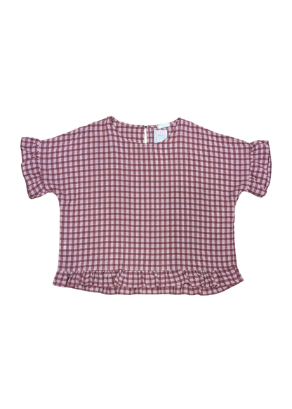 The Edit - Raspberry & Pink Gingham Frill Top