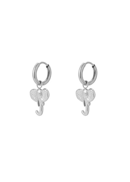 The Edit - Elephant Hoop Earrings in Silver