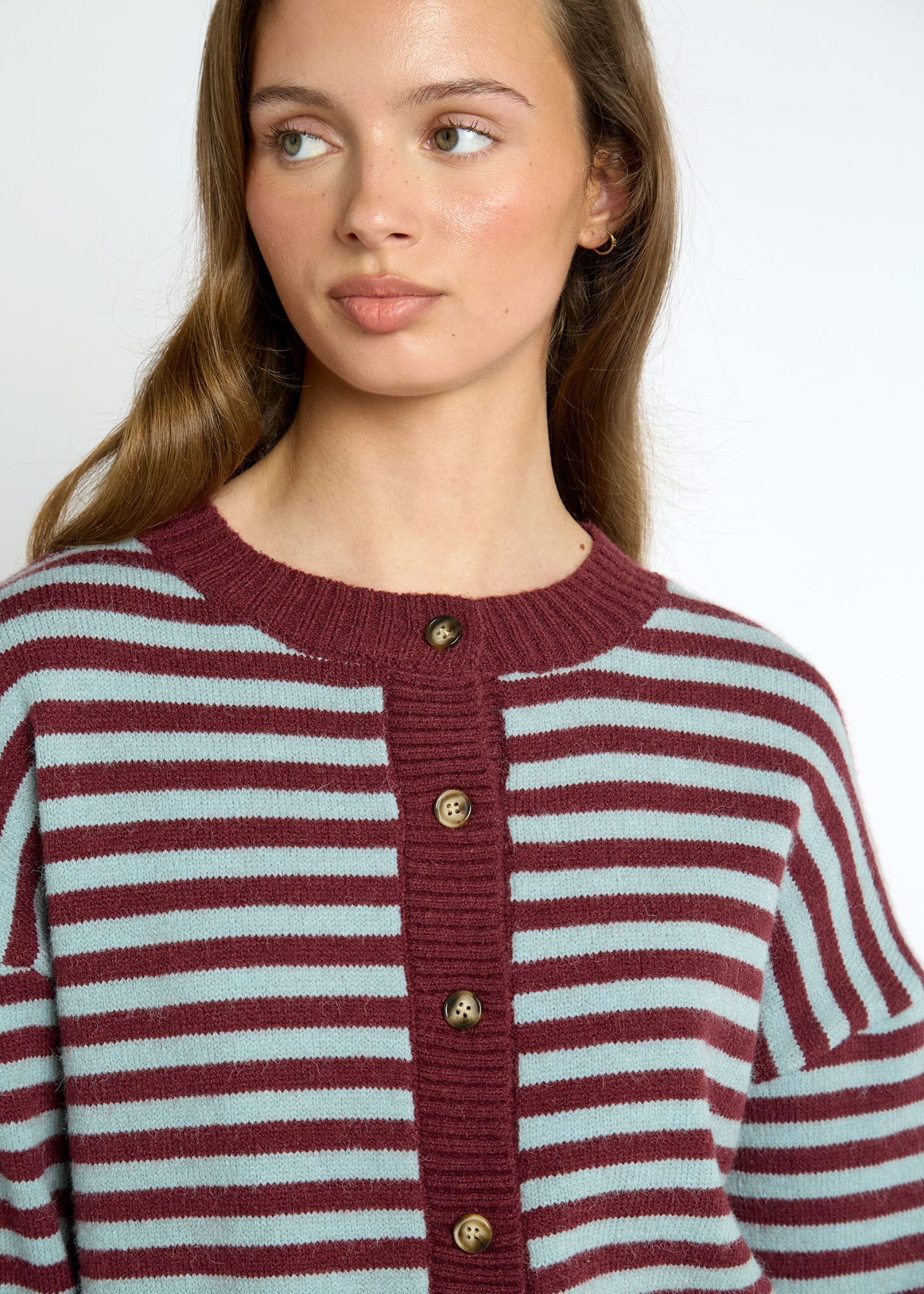 Daisy Street - Dorothea Maroon Striped Cardigan