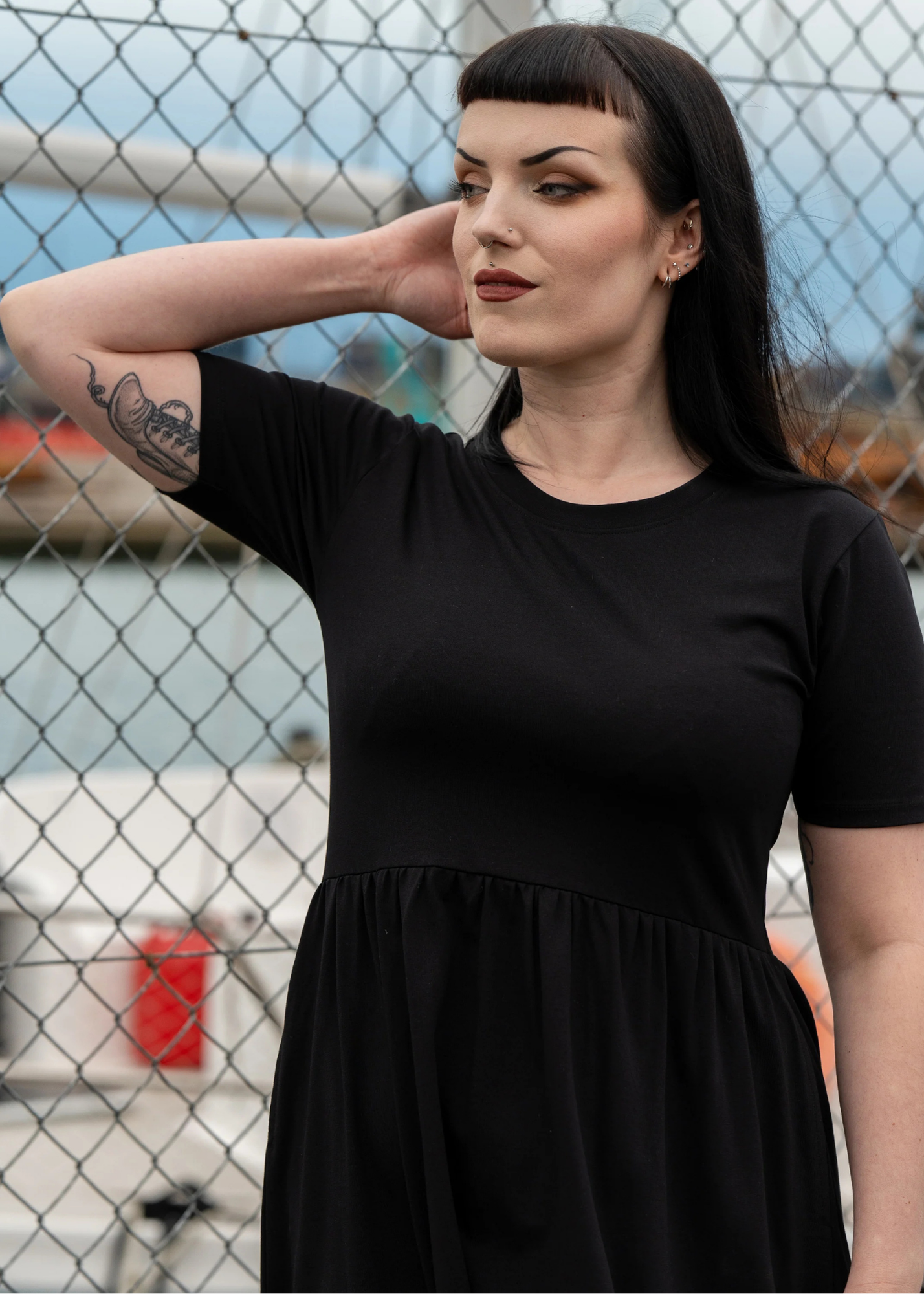Rebel Romance - Black Midi Stretch Dress
