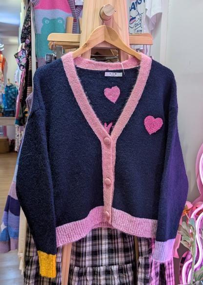The Edit - Colourblock Love LA Cardigan in Navy