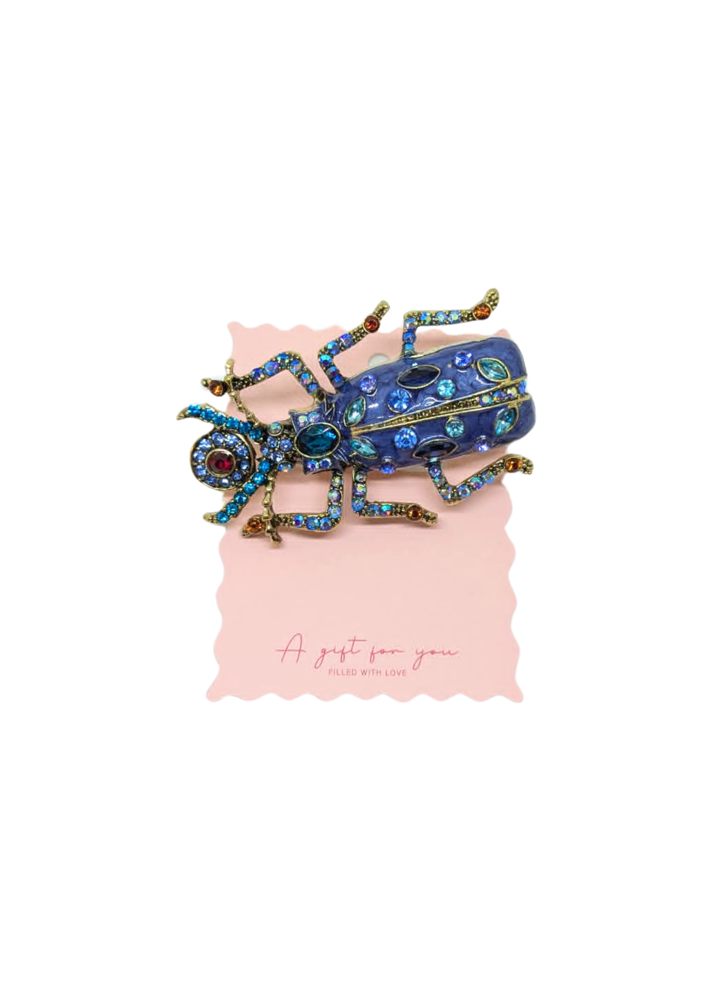 The Edit - XL Bejeweled Scarab Beetle Brooch in Blue