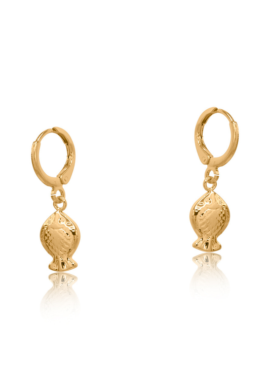 Big Metal London - Fish Charm Huggie Earrings