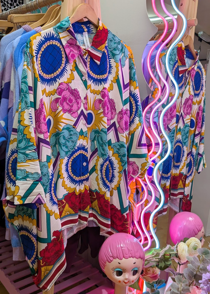 The Edit - Bold Floral Batwing Oversized Shirt