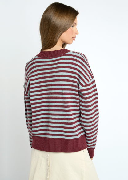 Daisy Street - Dorothea Maroon Striped Cardigan