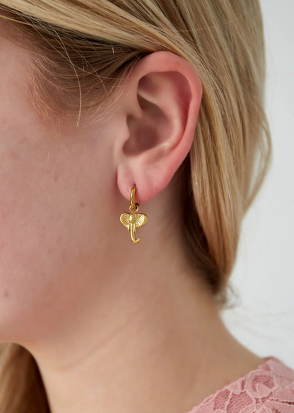 The Edit - Elephant Hoop Earrings in Silver